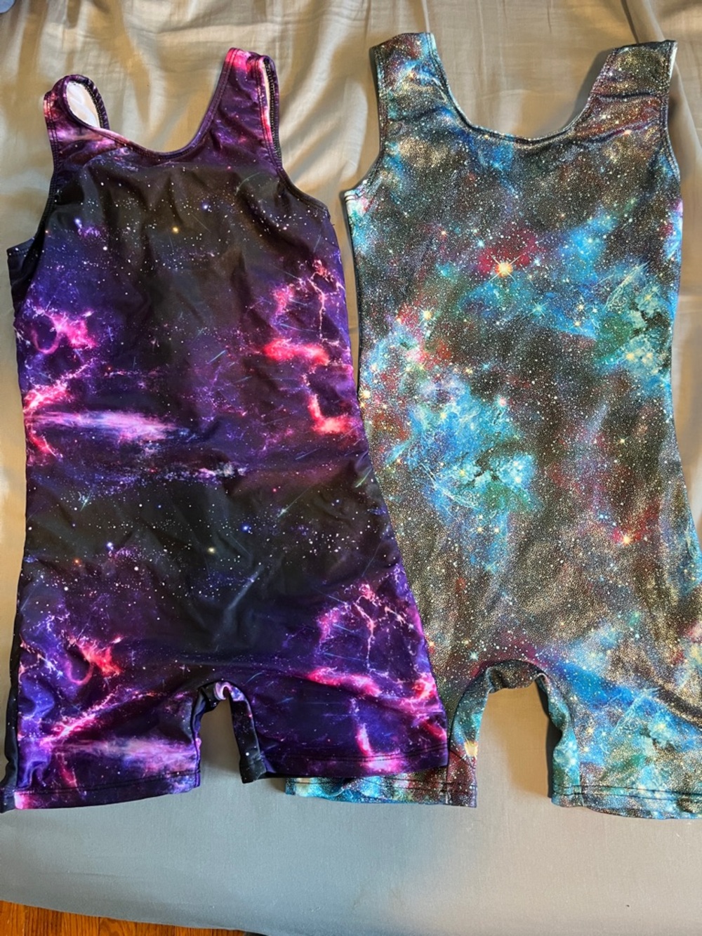 Galaxy-Print Kids Dance Singlet - Purple & Blue